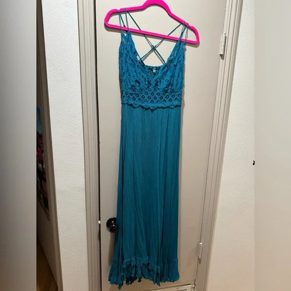 Free People Teal Adela Maxi Dress - Picture 4 of 10